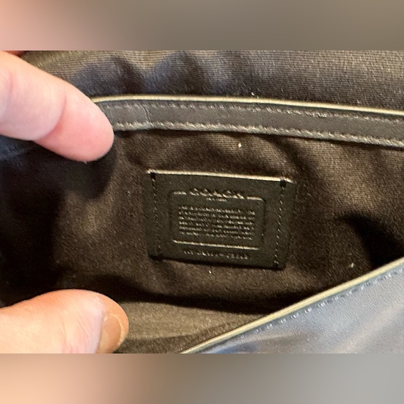 Coach dual-pouch belt bag navy and cerulean blue leather very cool must see - Picture 3 of 4